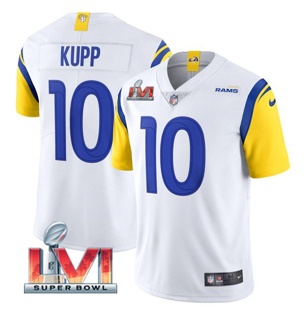 Women's Los Angeles Rams #10 Cooper Kupp 2022 White Super Bowl LVI Vapor Limited Stitched Jersey(Run Small)